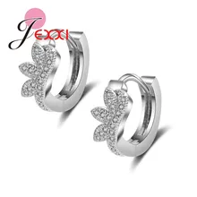PATICO Luxury Pure Silver Hoop Lever Back Earrings Inlay Zircon Fashion Brilliant Eyelashes Shape Ladies Wedding Jewelry