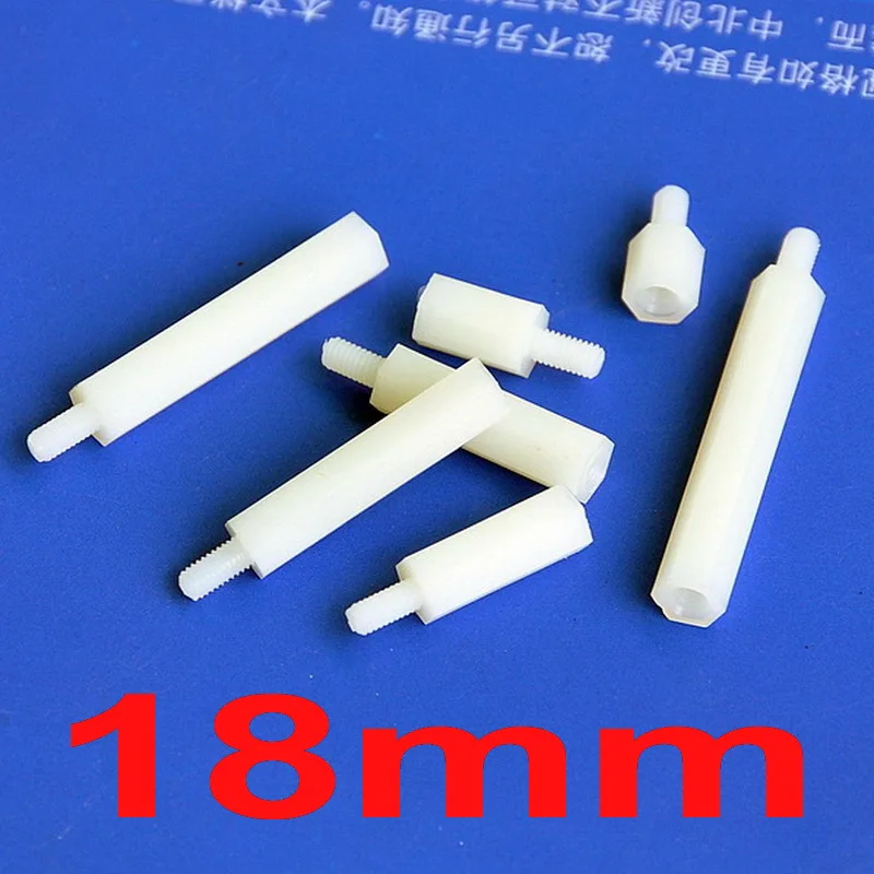 

(10 pcs/lot ) 18mm/0.71" Nylon M3 Threaded Hex Male-Female Standoff Spacer, Hexagonal.