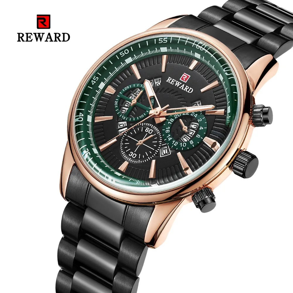 

REWARD Brand Japan imported movement Men's Watch Waterproof Calendar features business Watches men clock relogio masculino