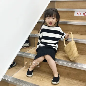 

Children's Wear Girl boy 2019 Spring Korean version new parent-child striped kids long-sleeved bottom shirt T-shirt