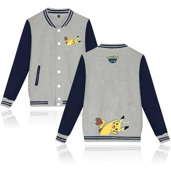 

2019 New Style of Pokemon printing Hip hop Baseball Jacket Cotton Blend Warm Sweatshirt Preppy style Casual Soft Jackets Coats