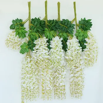 

12pcs/set 110 cm Artificial Flowers Silk Wisteria Fake Garden Hanging Flower Plant Vine Home Wedding Party Event Decor