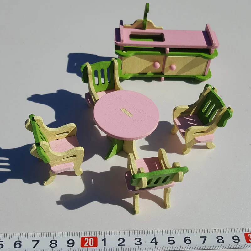 W002 جديد الأطفال هدية لعبة أطفال خشبية أثاث بيت الدمية مجموعة diy ألعاب تعليمية المطبخ 1 مجموعة