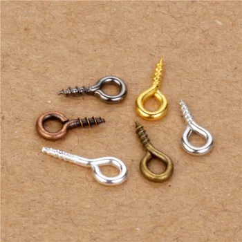 

200pcs 6 Colors Small Tiny Mini Eye Pins Eyepins Hooks Eyelets Screw Threaded silver/gold/red copper 9x4mm for jewelry