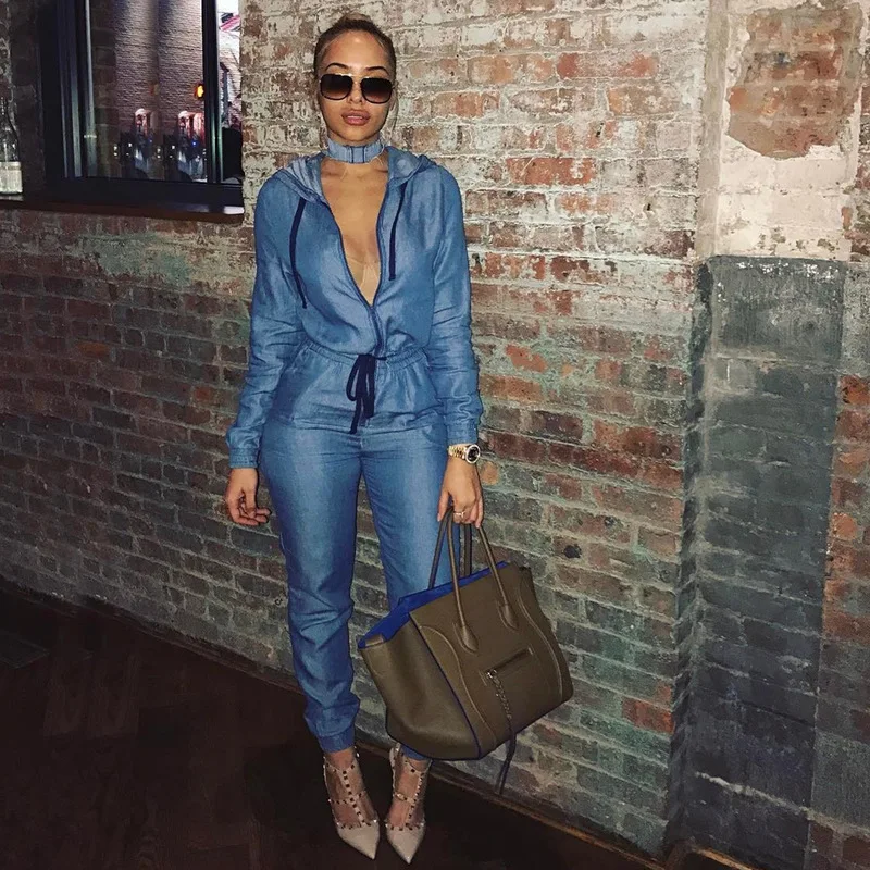 

New arrival loose denim jumpsuits Europe and the United States women s fashion factory spot0224
