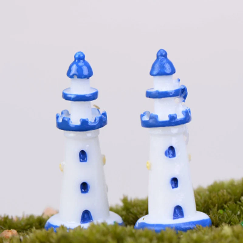 Синий световой маяк, Сигнальный Огонь море Фарос Модель Статуэтка статуэтки ручной работы фигурка орнамент миниатюрные DIY украшения для