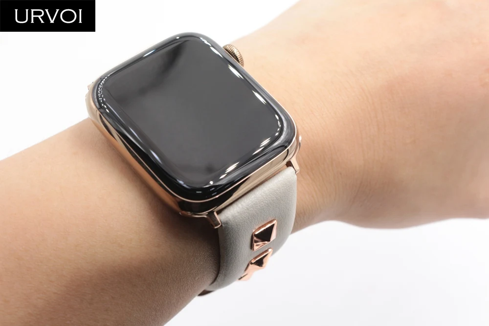 URVOI кожаный ремешок с шипами для apple watch series 5 4 3 2 1 Swift rockstud ремешок для iWatch наручные в стиле панк ручной работы дизайн