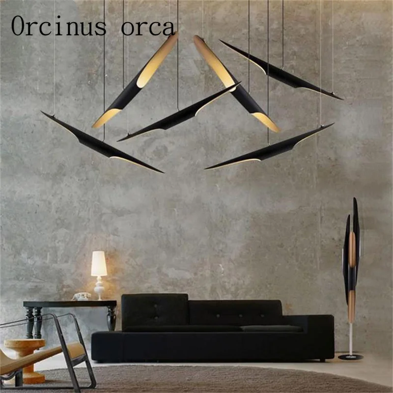 

Nordic post-modern art oblique chandeliers dining room living room modern creative personality single head aluminum Chandelier