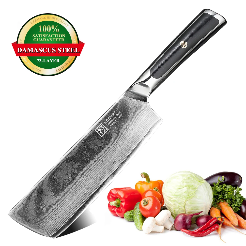 KEEMAKE 7 &quotКливер нож шеф повара кухонные ножи японский Дамаск VG10 сталь 73 слоя