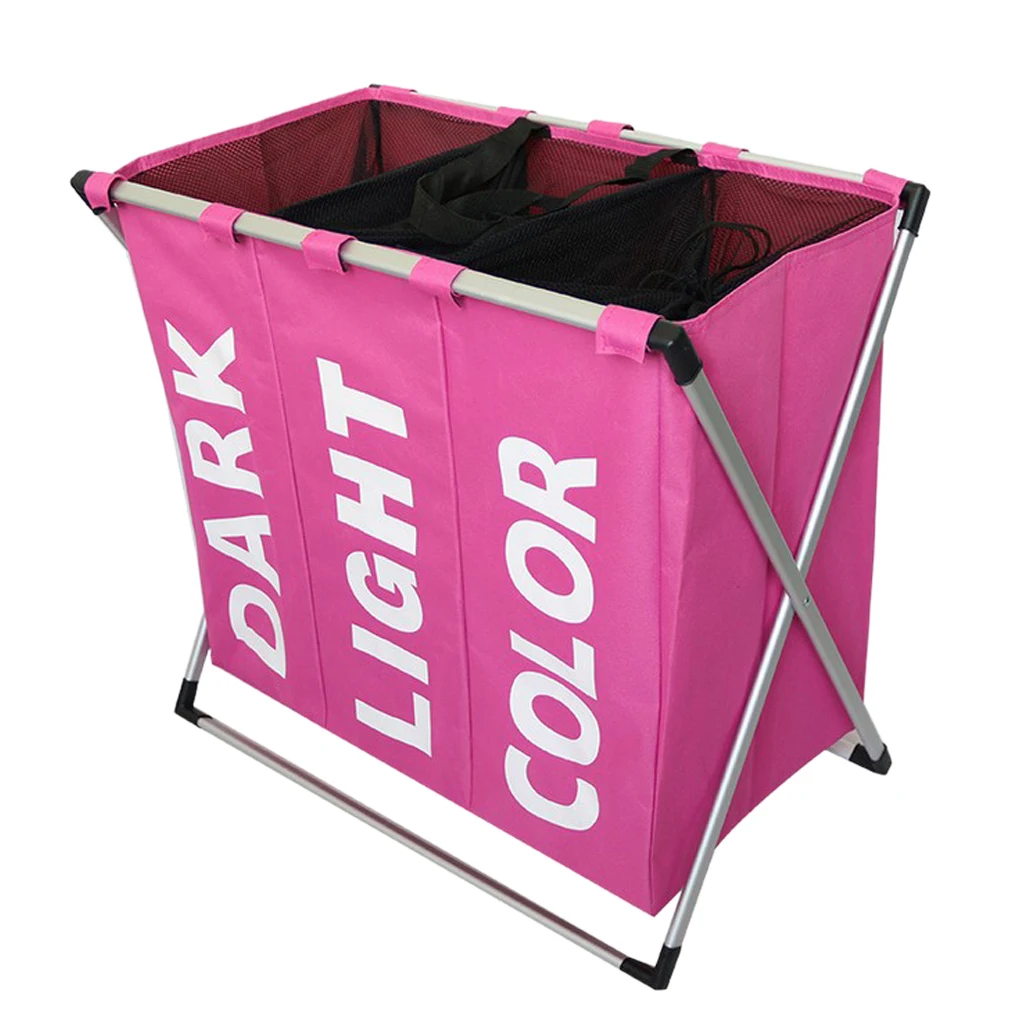 Canvas Laundry Hamper Basket Storage Bag Metal Frame Free Stand Thicken Fabric Made, Durable and Reusable	