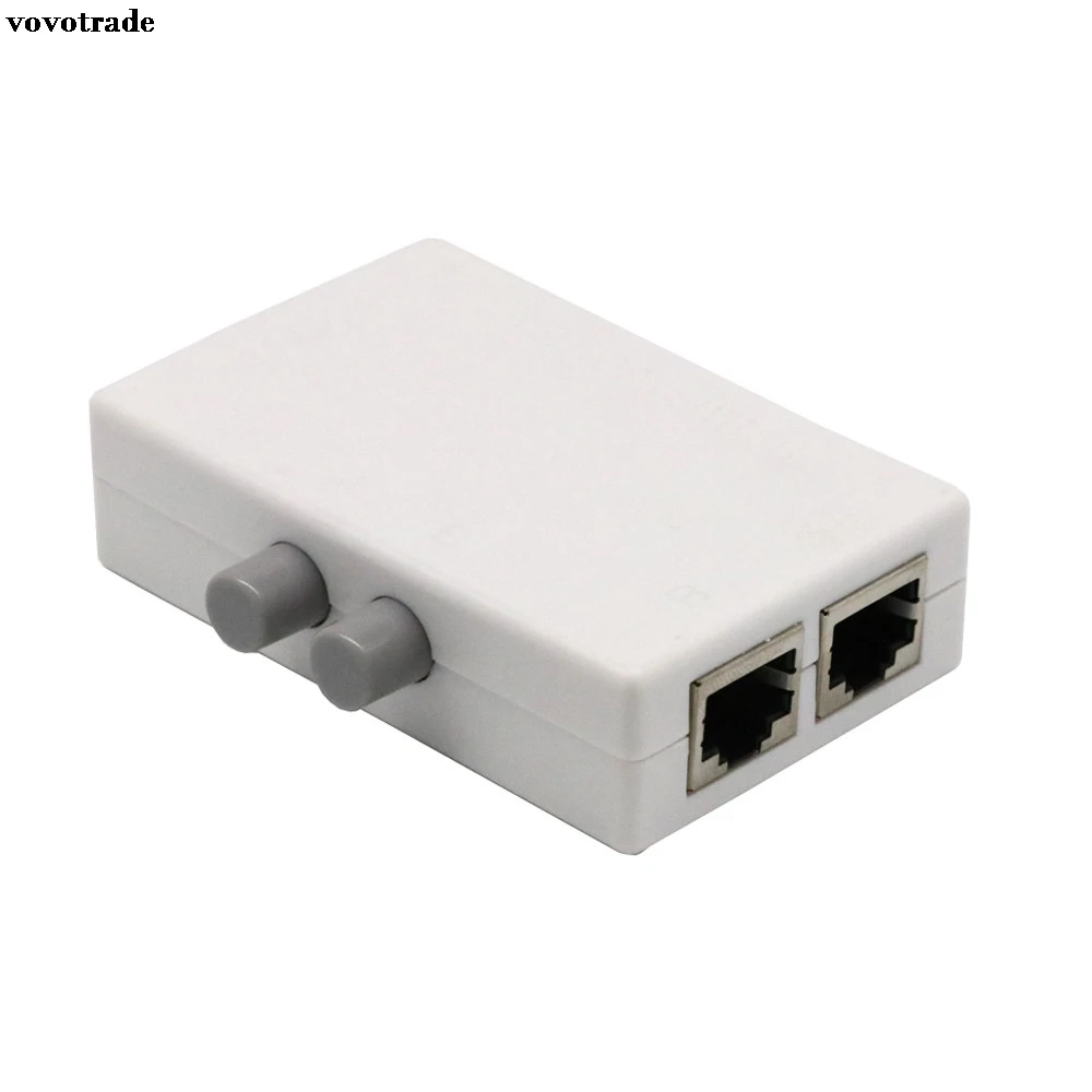 

vovotrade 2 Port AB Manual Network Sharing Switch Box 2In1/1In2 RJ45 Network/Ethernet Mini Switching and Distribution Function