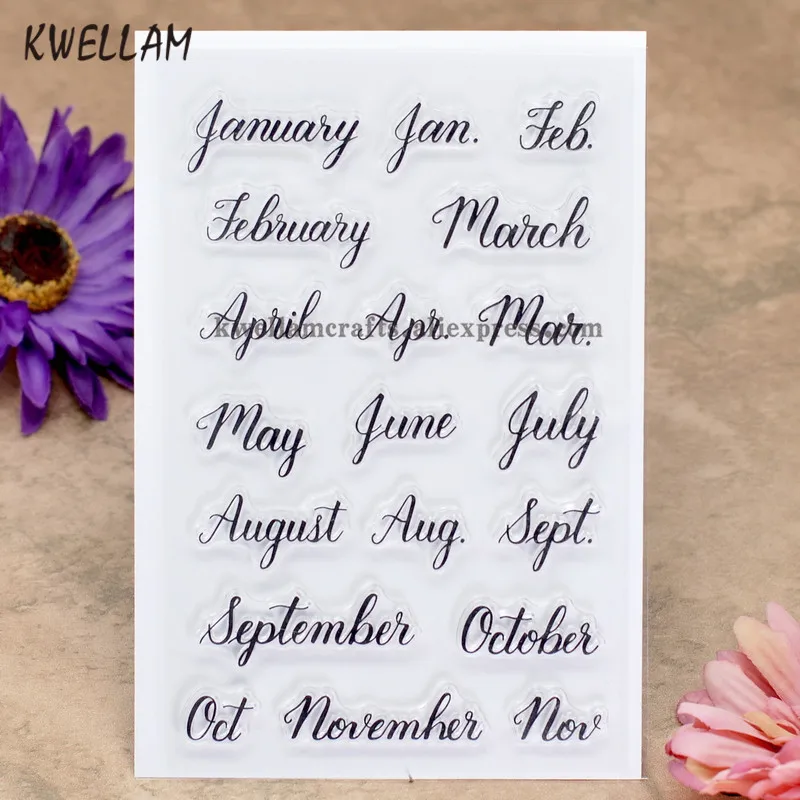 Month January Jan. February Feb. March Scrapbook DIY photo cards rubber