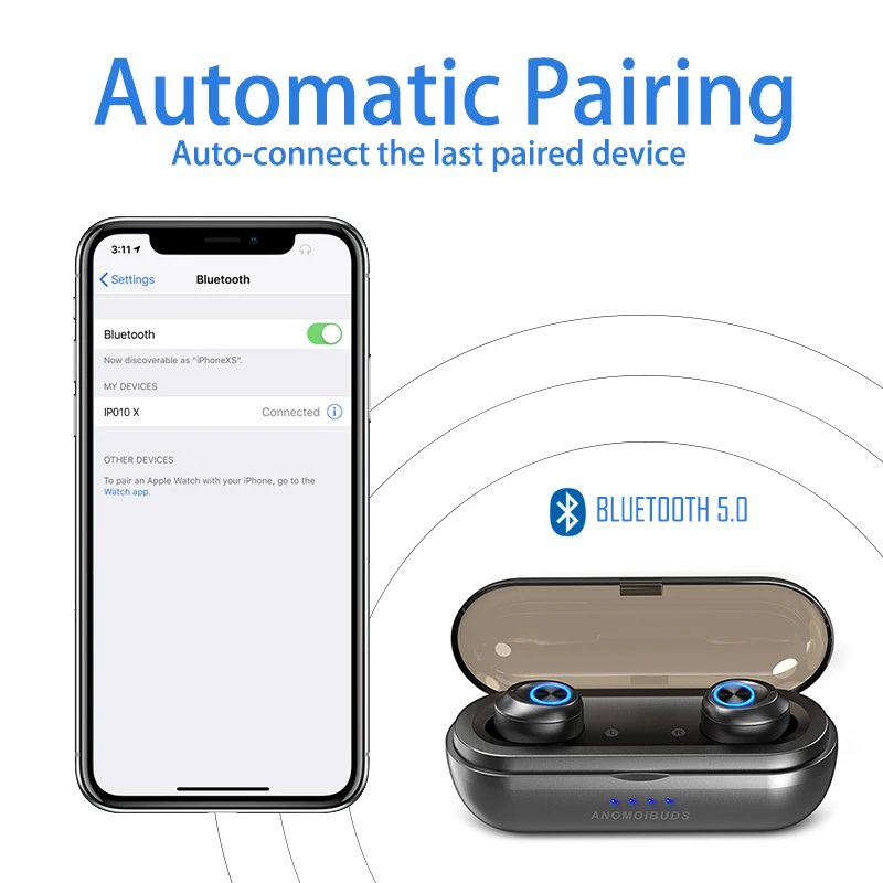 Anomoibuds Capsule Pro 50 часов воспроизведения AAC TWS Bluetooth наушники V5.0 беспроводные для Android