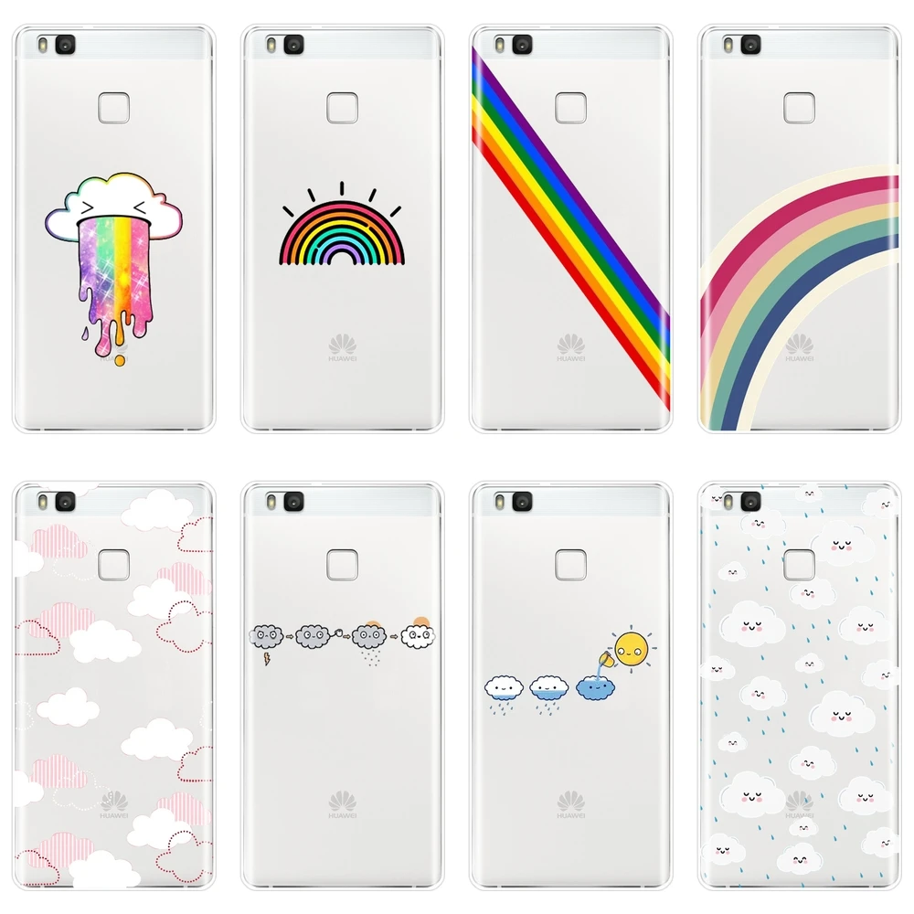 

Back Cover For Huawei P9 Lite Mini P10 P Smart Plus P20 Pro P10 P20 P8 P9 Lite 2017 Funny Cloud Rainbow Soft Silicone Phone Case