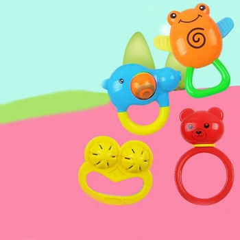

4 Pcs/lot Cartoon Colorful Baby Children Hand Shaking Bell Rattles Early Educational Toys Plastic Preschool Tools Funny Games