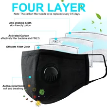 10 фильтров активированный уголь Пылезащитная маска, маска для лица анти пыльца аллергия PM2.5 Пылезащитная маска с фильтром хлопок лист и клапаны