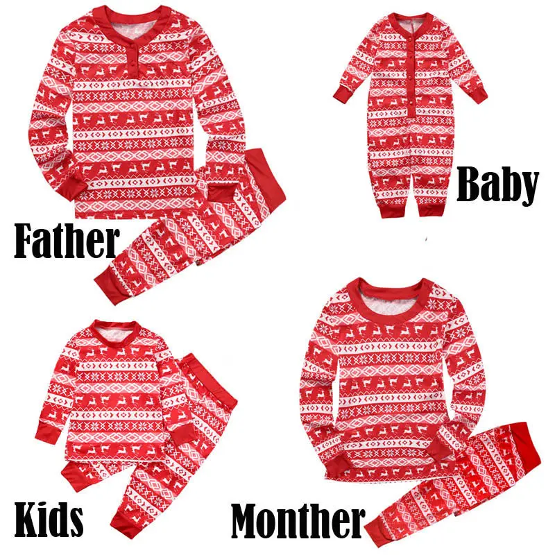 

Pudcoco Family Matching christmas pajamas Adult Kids Mother Father Christmas Sleepwear Nightwear Pijamas