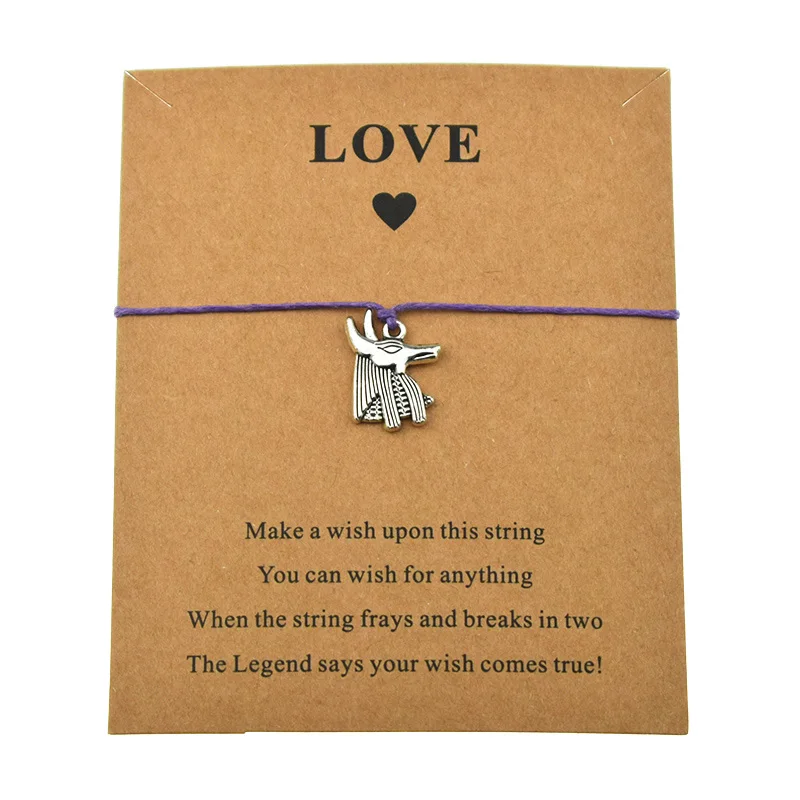 Древний Египетский анубисский шакал Египетский анубисовый Шарм голова поздравления любовь карты подарки браслеты для женщин мужские винтажные Египетские украшения