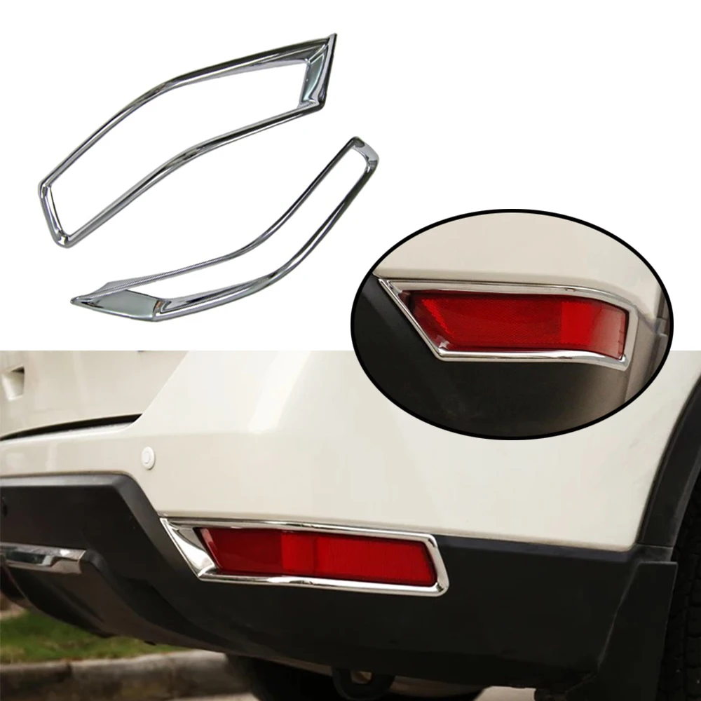 JEAZEA 2Pcs Chrome Silver Plated ABS Rear Fog Light Lamp Reflector Frame Cover Trim For Nissan Rogue XTrail 2017 2018 2019 | Автомобили и