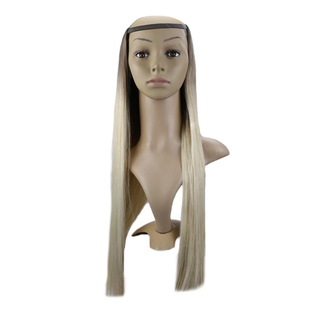 

Full Shine Clip in One Piece U Part Wig Extensions Straight Hair 100% Remy Hair Extensions Color #6/613 Half Wig