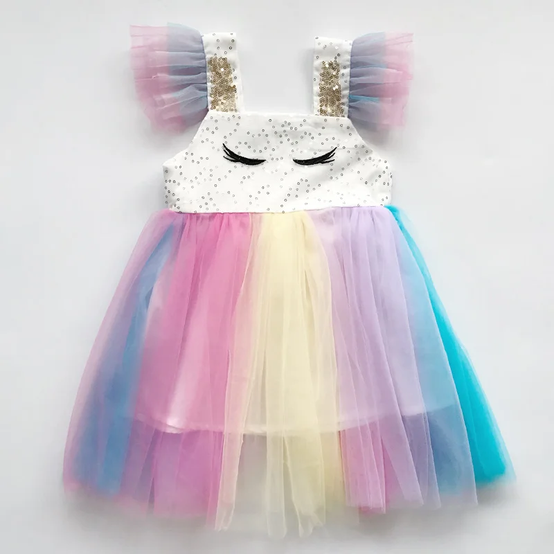 Милое Платье для девочек; Новая летняя одежда для девочек; платье принцессы с цветочным рисунком; Детская летняя одежда; платье для маленьких девочек; повседневная одежда - Цвет: ay388-white
