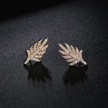 UMGODLY Роскошные бренды кубического циркония перо, шпильки, серьги золотые цветные листья Monaco дизайнерские женские популярные ювелирные изделия