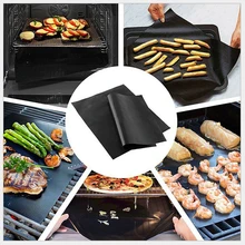 5 Piece Non Foxic BBQ Barbecue Grill Mats Mesh Non Stick Oven Liner Teflon Heat Resistant Baking Pad Reusable Barbecue Sheets 2pcs teflon non stick bbq grill mats black 15 7 x 13
