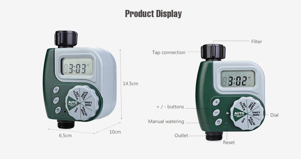 Single Outlet Hose Faucet Timer with Large Digital Display for Yard Garden Greenhouse