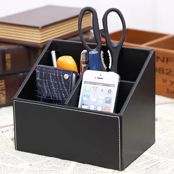 

Leather needle leather desktop brief box storage box mobile phone holder box