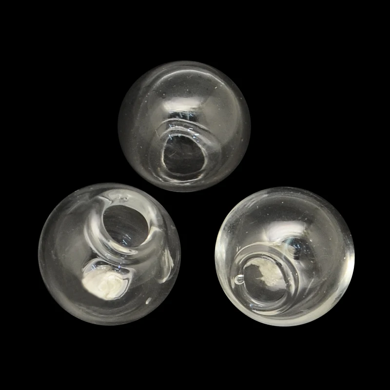 

100pcs Approx 25mm Transparent Clear Half Drilled Handmade Blown Glass Globe Beads for Stud Earring Making Craft with 6mm Hole