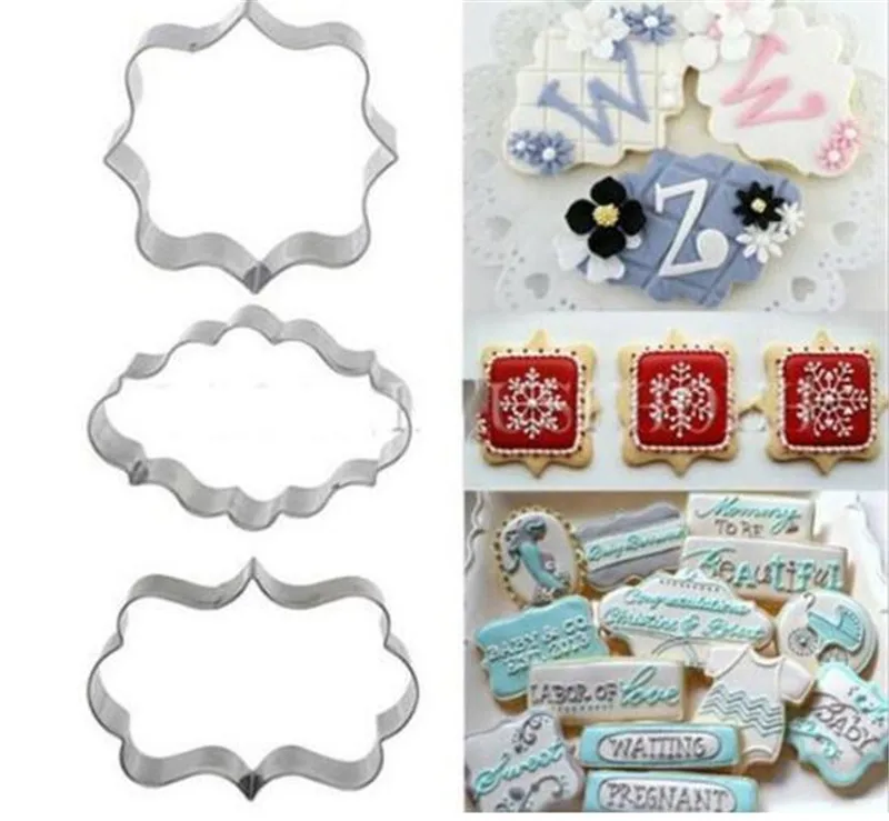 

1 Set (3pcs) Cookies Pastry Fondant Cake Sugarcraft Decorating Mold Frame Cutter Tool
