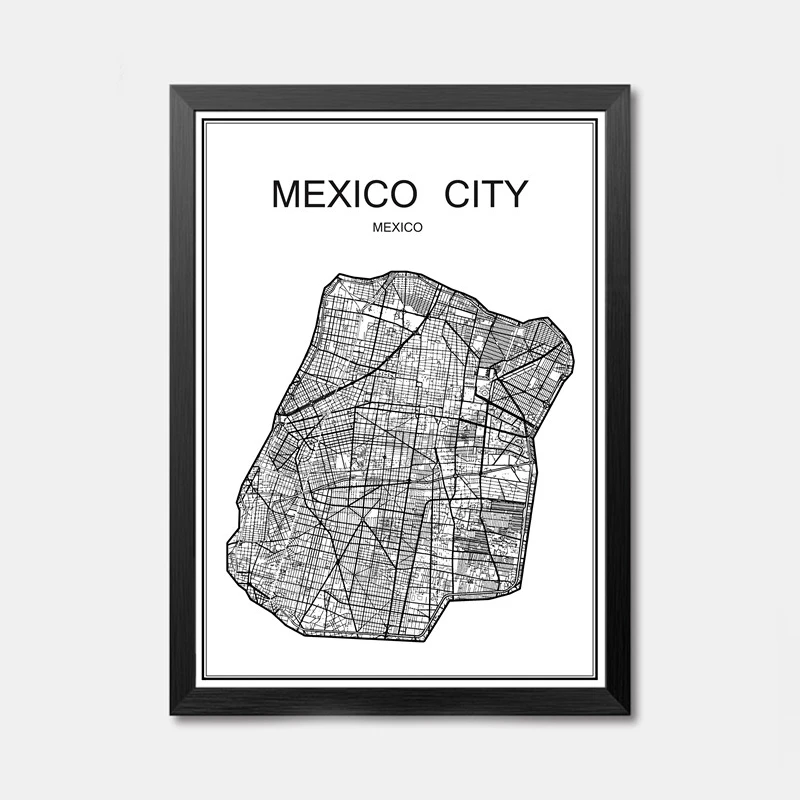 Карта всемирно известных городов абстрактное плакат искусство крафт-бумажный постер для бара/Кафе Ретро Эскиз художественное оформление роспись Наклейка на стену 42x30 см - Цвет: MEXICO CITY
