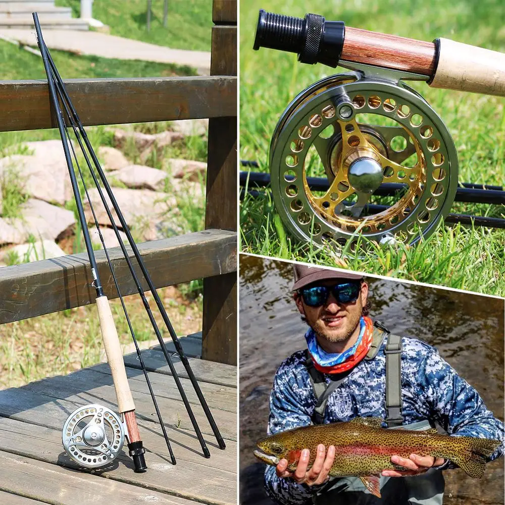 Sougayilang 2.7m Fly Fishing Rod Combo Light Weight Portable Green Black Fly Rod and CNC-machined Aluminum Alloy Fly Reel Kit