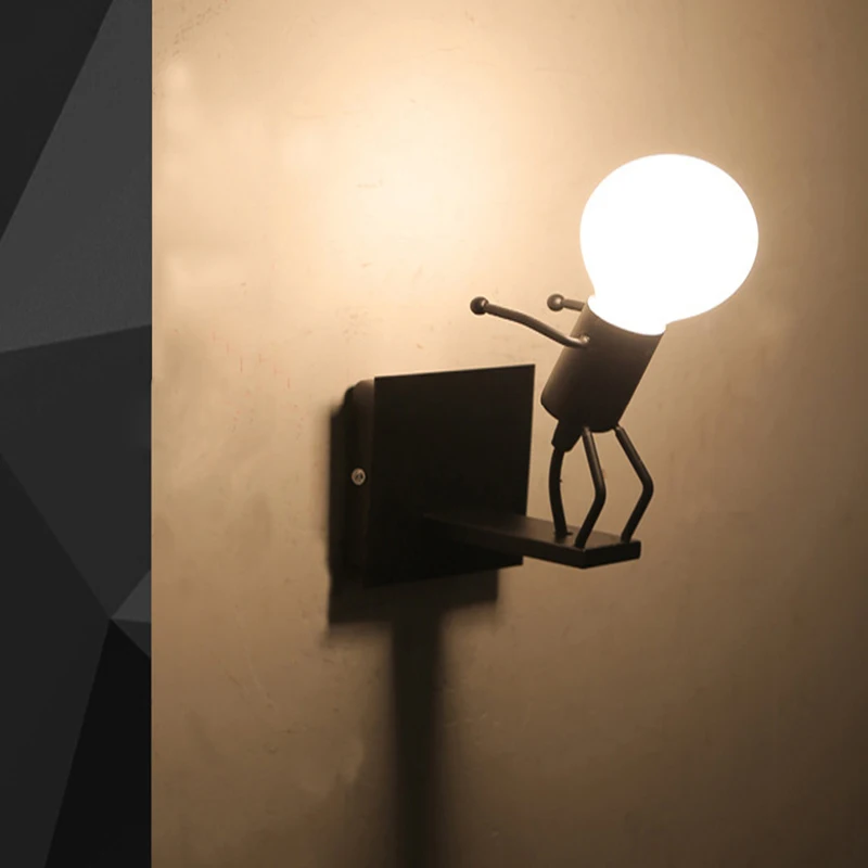 

5W E27 Bulb Creative Cute Doll Wall Light Fixtures LED Bulb Mounted Modern Sconce Lamp for Kids Baby Room Living Room