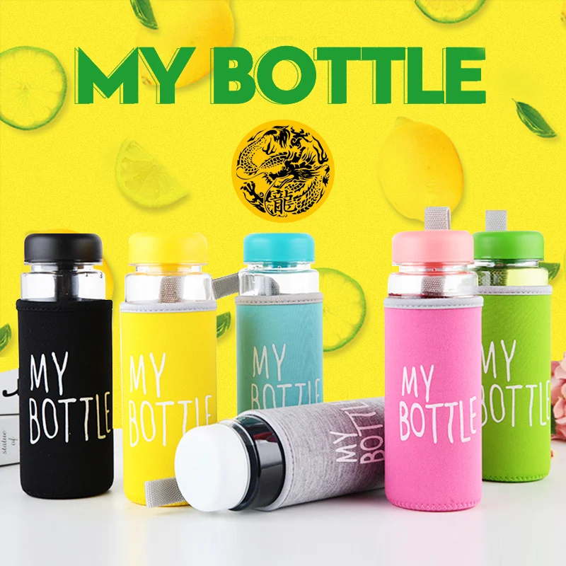 Пластиковая бутылка My bottle 500 мл, бутылка для воды для питья, прозрачная или матовая, Спортивная, корейский стиль, термостойкая, герметичная