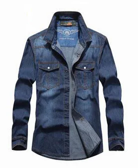 Новая мужская джинсовая тонкая хлопковая рубашка подходит для брендовых повседневные джинсовые рубашки с длинными рукавами Мужская ковбойская рубашка Camisa джинсы Masculina 99z - Цвет: dark blue