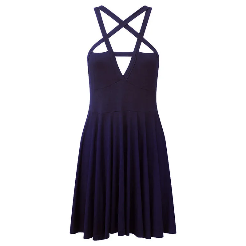 Горячая Распродажа, модное женское сексуальное длинное платье на бретельках с пятиконечной звездой, готическое винтажное романтическое Повседневное платье - Цвет: Тёмно-синий