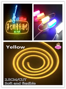 

DIY silicone led sign words Neon Light waterproof Flexible LED Article lame yellow shop living room home light Strip 12V 5m IP68