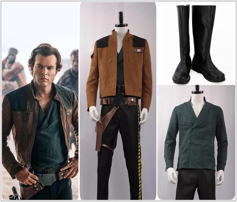 Solo A Star Wars Story Han Solo Cosplay Costume Jacket Pants Shirt Boots Prop