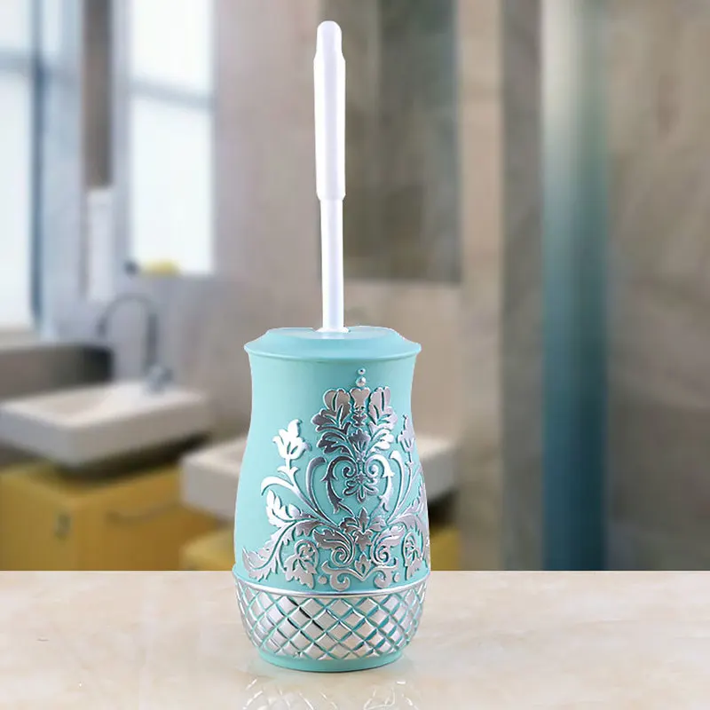 

European resin toilet brush toilet brush set new creative bathroom cleaning brush with base soft toilet brush LO61508