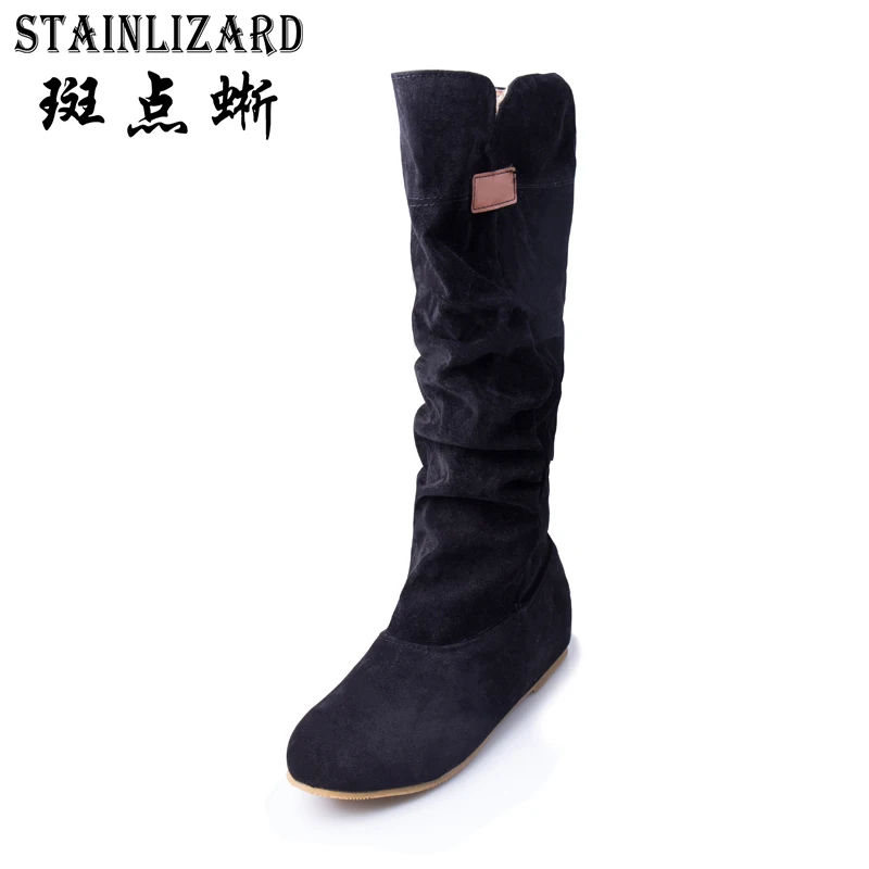 

STAINLIZARD Women's Slouchy Wide Boots Cotton Scrubs Ladies Boots Shoes Mid-claf Boots Female Winter Boot Plus Size 35-44 DT969