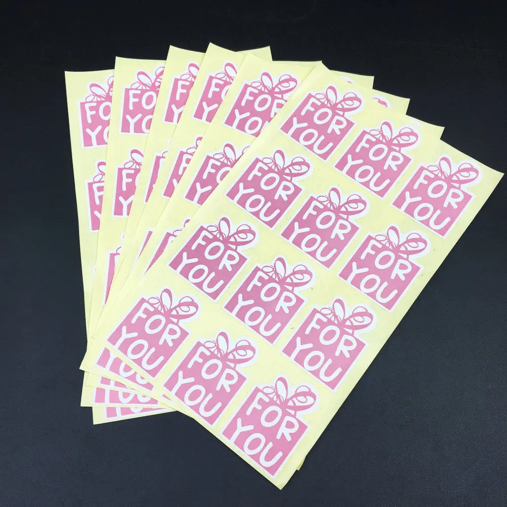 

60pcs/5Sheet Pink Color For You Stickers DIY Hand Made For Gift Cake Baking Sealing Sticker