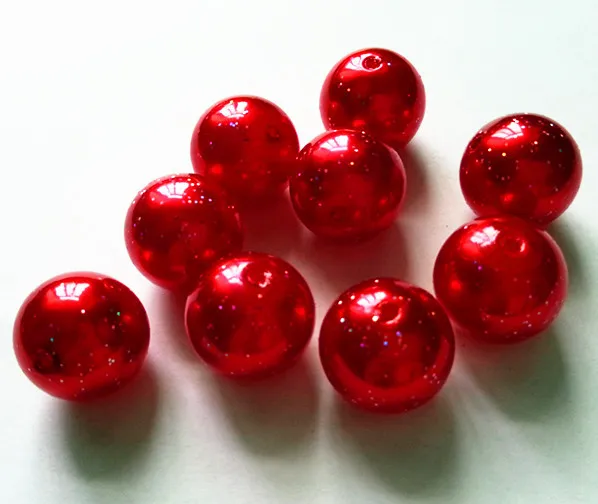 

(choose size) 10mm/12m/20mm red color Acrylic glitter Powder spraying pearl Beads for Necklace Jewelry