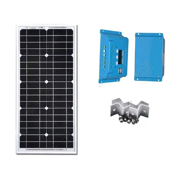 

Kit Solar Panels 12v 20w Solar Regulators Controller 12v/24v 10A LCD Display Timer Control Z Bracket For LEDs Light Fishing