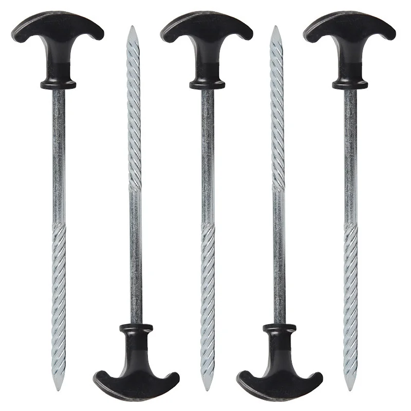 10Pcs Hooks Tent Pegs Screw Outdoor 20cm Hiking Camping Steel Stakes Nails Heavy Duty Awning Elements Moisture Pads ► Photo 2/6