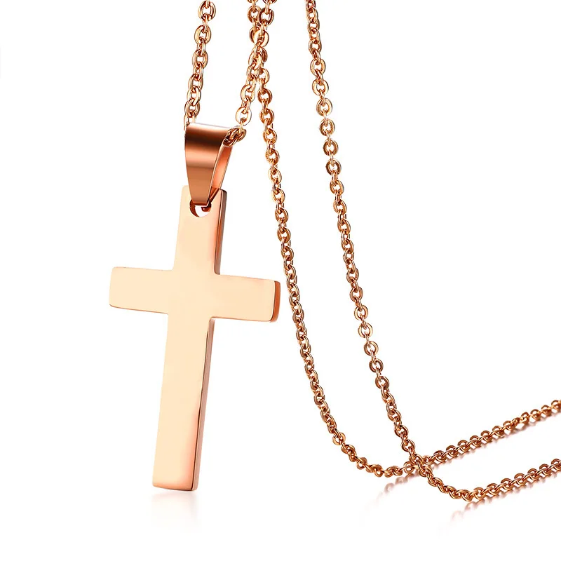 

Men's Stainless Steel Christian Cross Pendant Necklace for Men Religious Crucifix Jewelry in Gold Tone
