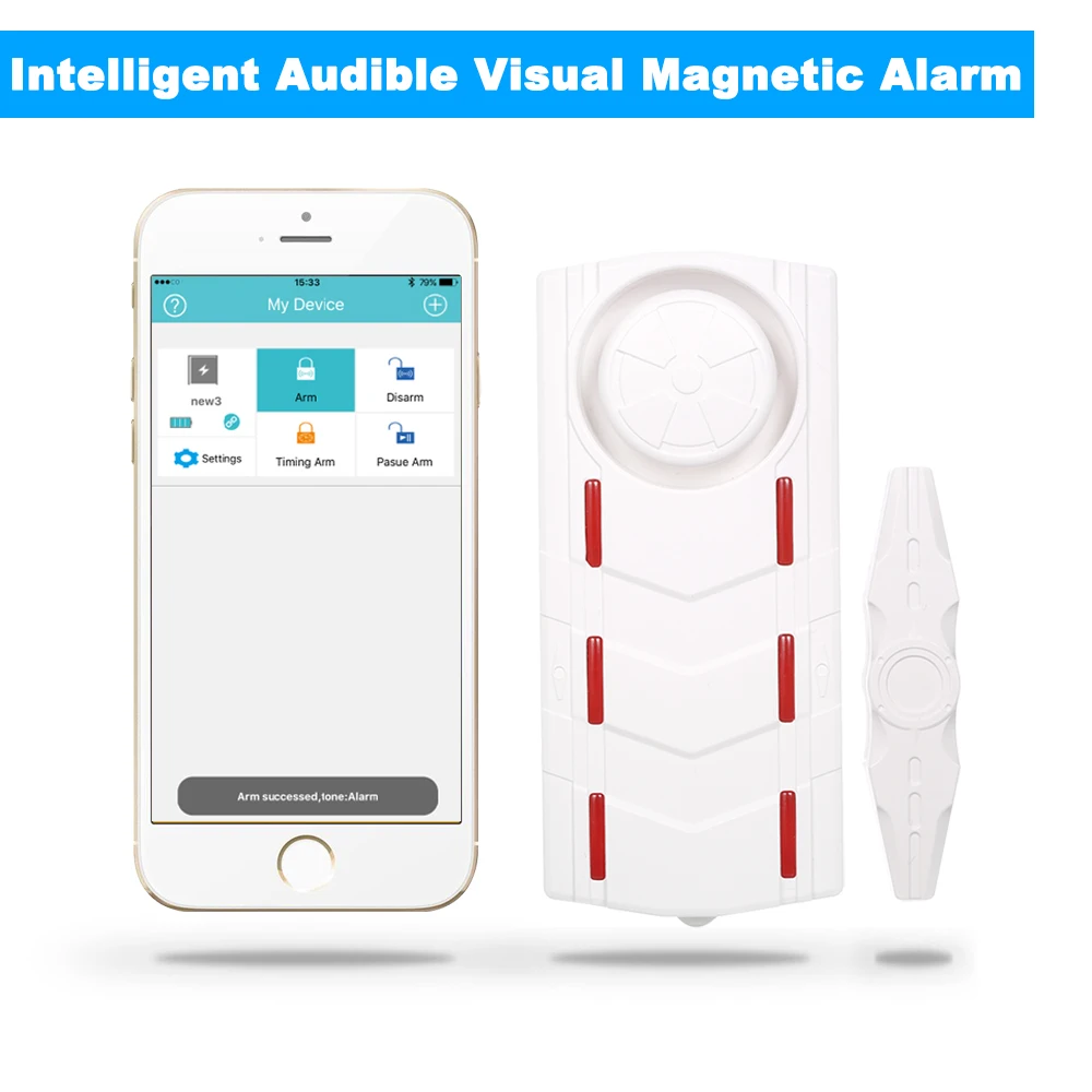 

Home Security Door Intelligent Audible Visual Magnetic Sensor Alarm Warning System APP Remote Control Burglar Alarm Detector