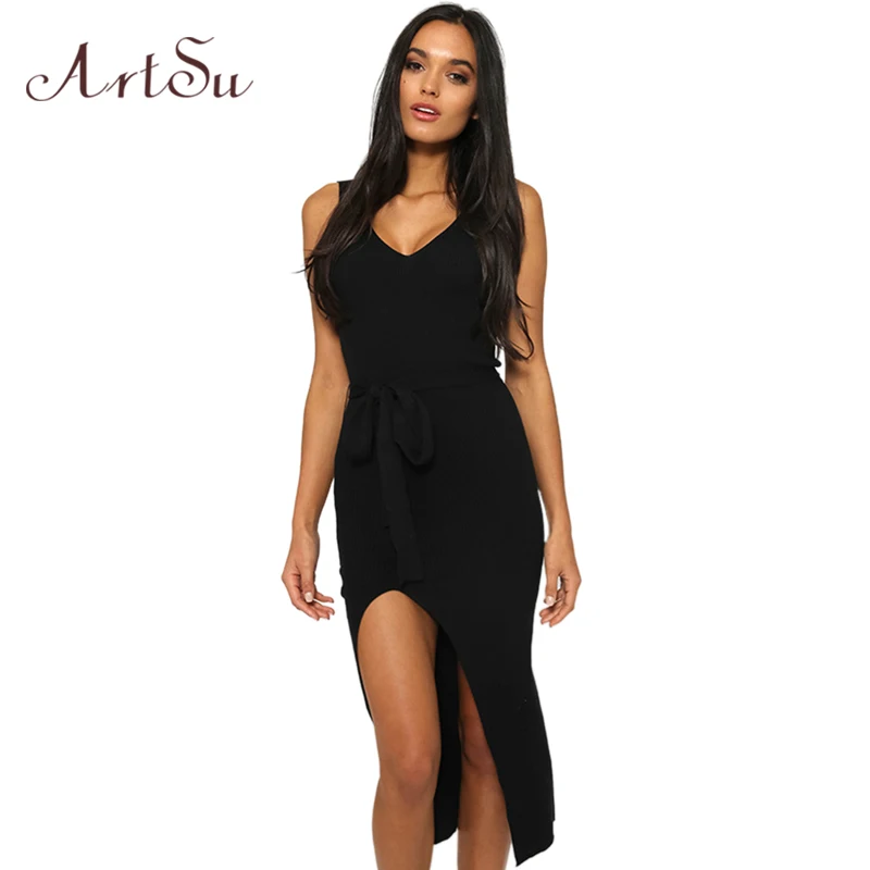 Buy ArtSu Causal Summer Women Solid Dresses Sleeveless