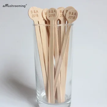 

Engraved Cocktail Sticks Wooden Disposable Coffee Stirrer personalised Birthday Party Stirrers Personalized text or Graphic