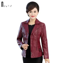 ASLTW XL-6XL из искусственной кожи Куртка Женская Новая мода осень отложной воротник на молнии пальто для женщин плюс размер кожаная куртка